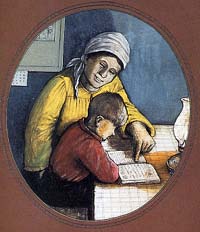 Teaching Ukrainian 1967 by William Kurelek, Oil